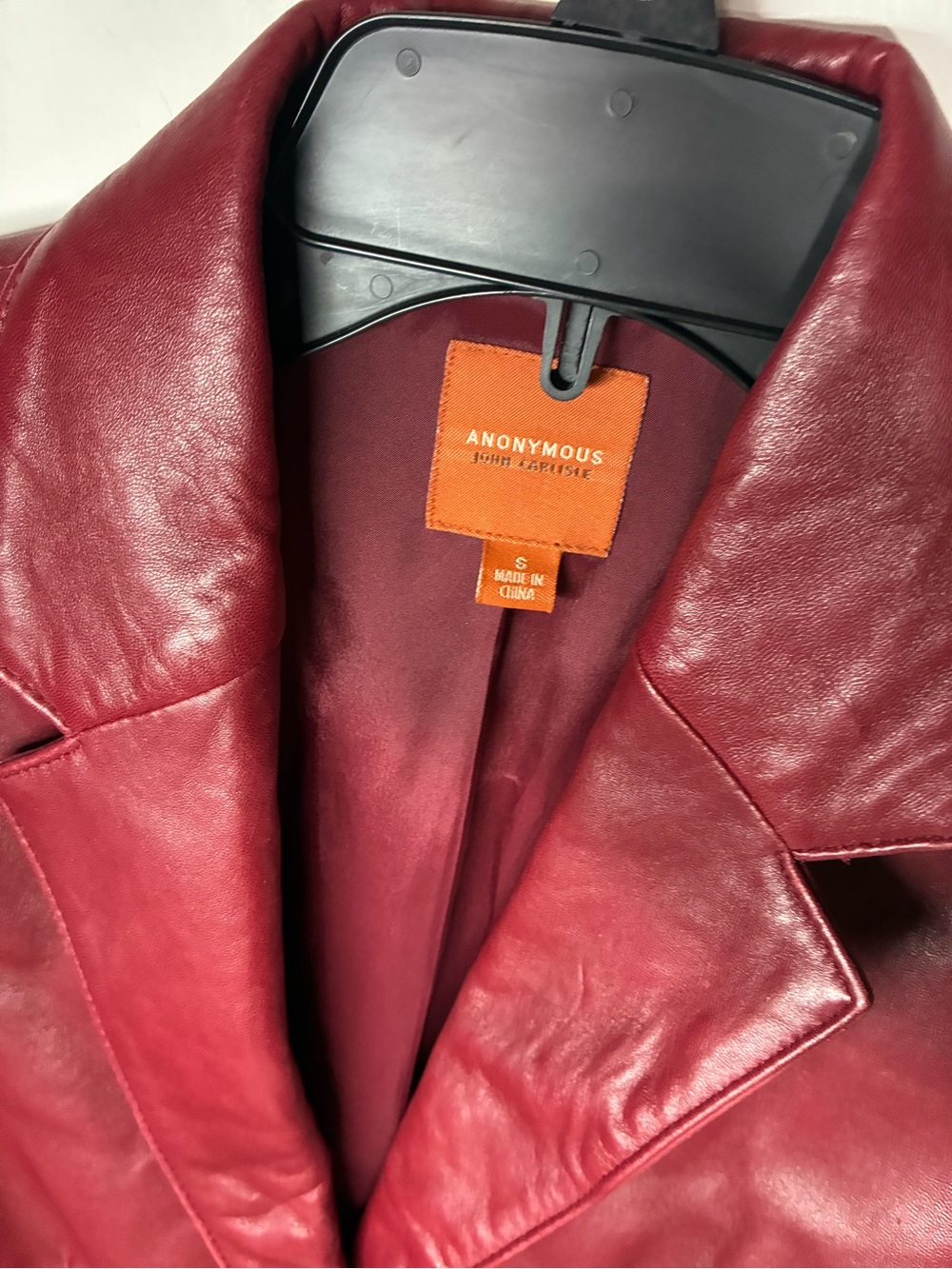 Women's Burgundy Red Leather Blazer Jacket - Picture 2 of 6